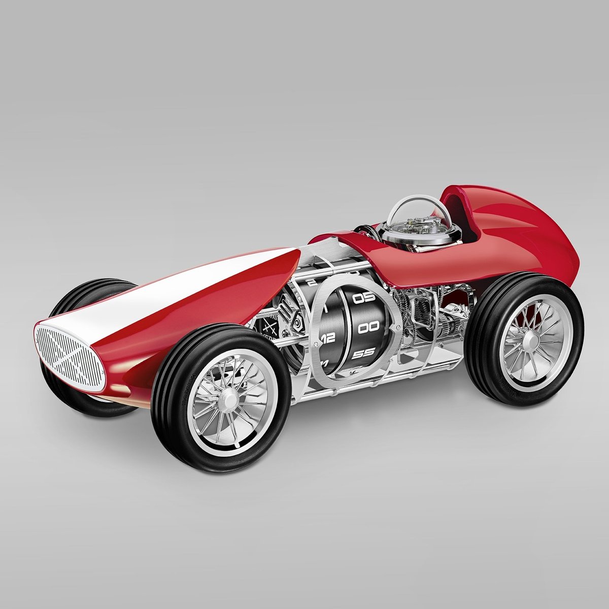 Özel Sınırlı Üretim / Hızlı D8 Vintage Yarış Araba Esintili Modern Saat ve Kinetik Obje/Kırmızı