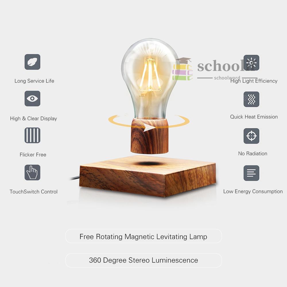 Havada Asılı Dönen Manyetik Ampül/ Flyte Light Edison/Manhattan - Ceviz Altlık / Krom Kapak   