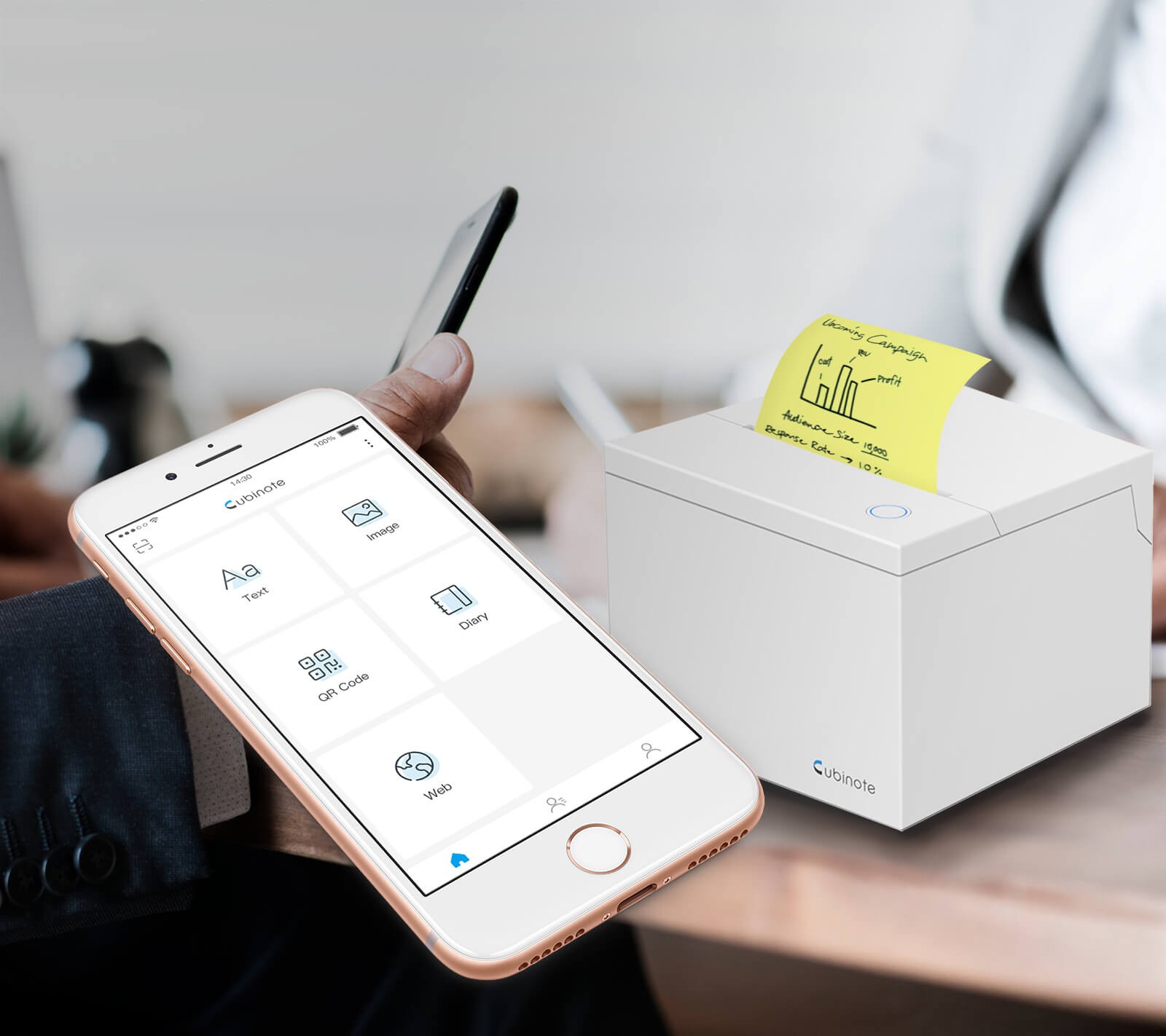 Cubinote Pro Termal Yazıcı /Mürekkepsiz Yapışkan Not Yazıcısı/Siyah